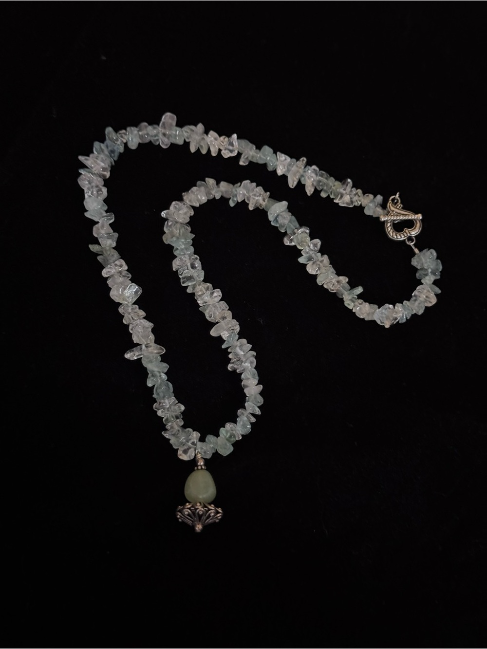 Icy Blue & Clear Chip Necklace with Pendant - Picture 2 of 7